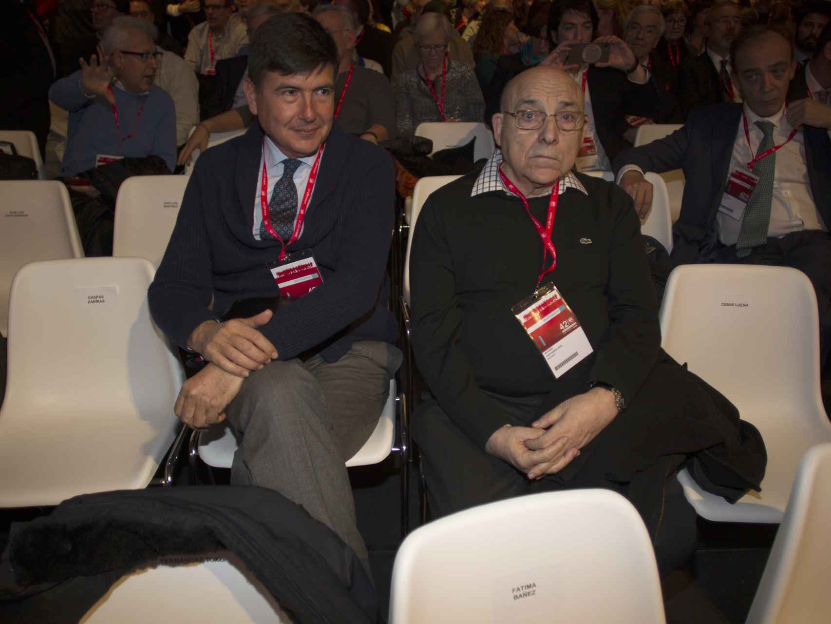 Manuel Pimentel y Antonio Cartagena Ruiz durante el 42º Congreso de UGT ( Union general de trabajadores) en Madrid.