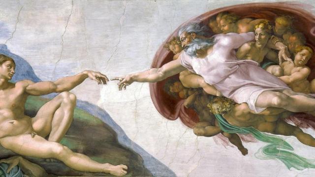 La escena de la bóveda de la Capilla Sixtina, pintada por Miguel Ángel.
