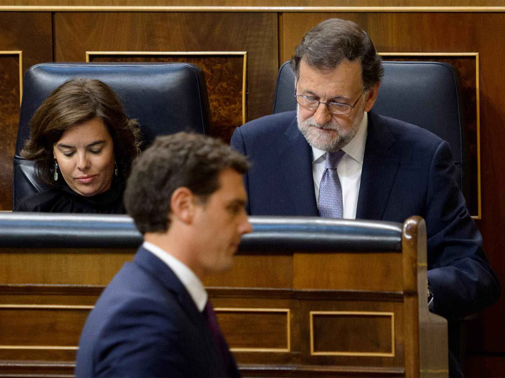 Albert Rivera y Mariano Rajoy este miércoles en el Congreso.