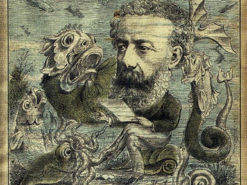 Ilustración de Jules Verne con sus criaturas publicada en L' Algerie.