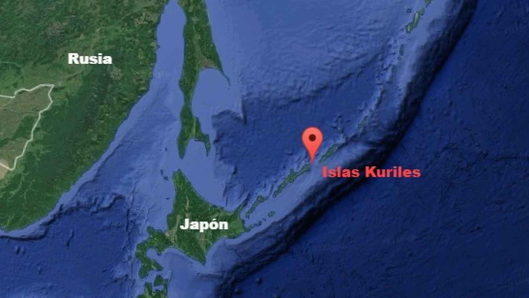 Ubicación de las Islas Kuriles.