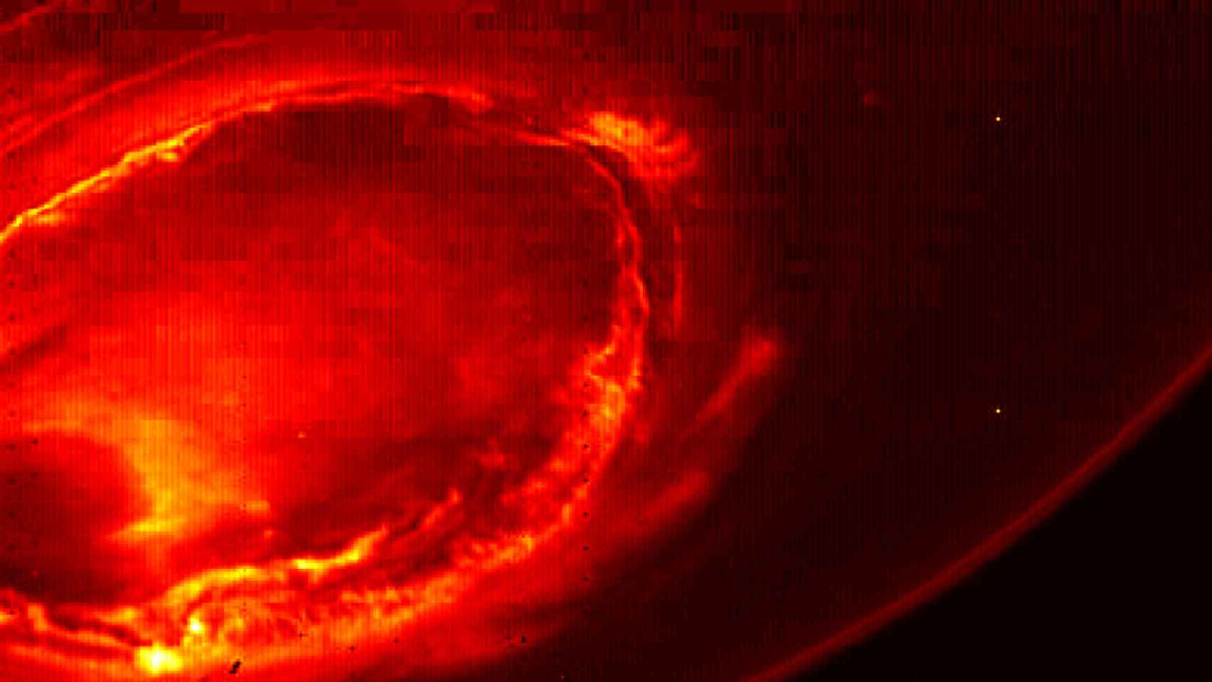 Las auroras de Júpiter vistas con la cámara infrarroja de Juno.