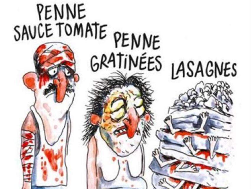 Viñeta del semanario francés Charlie Hebdo titulada: Terremoto a la italiana.