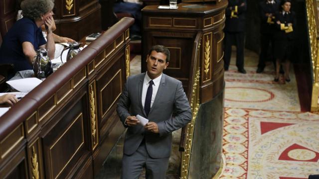 Rivera tras su discurso en la segunda votación de investidura.