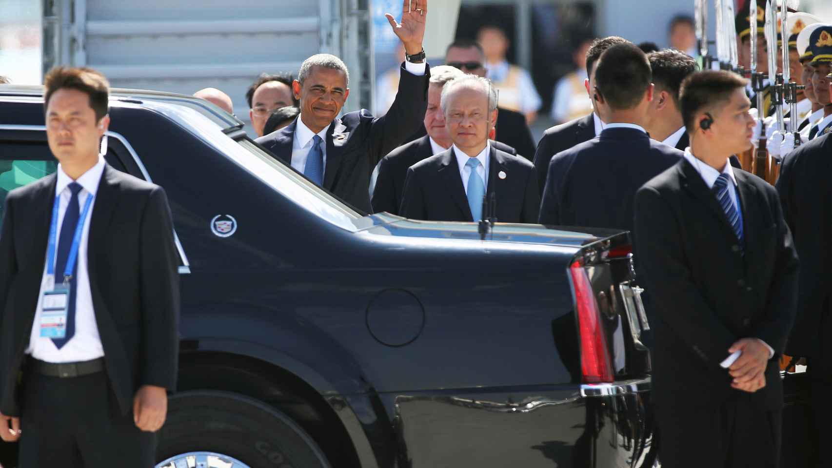 Obama, a su llegada al aeropuerto internacional de Hangzhou Xiaoshan.