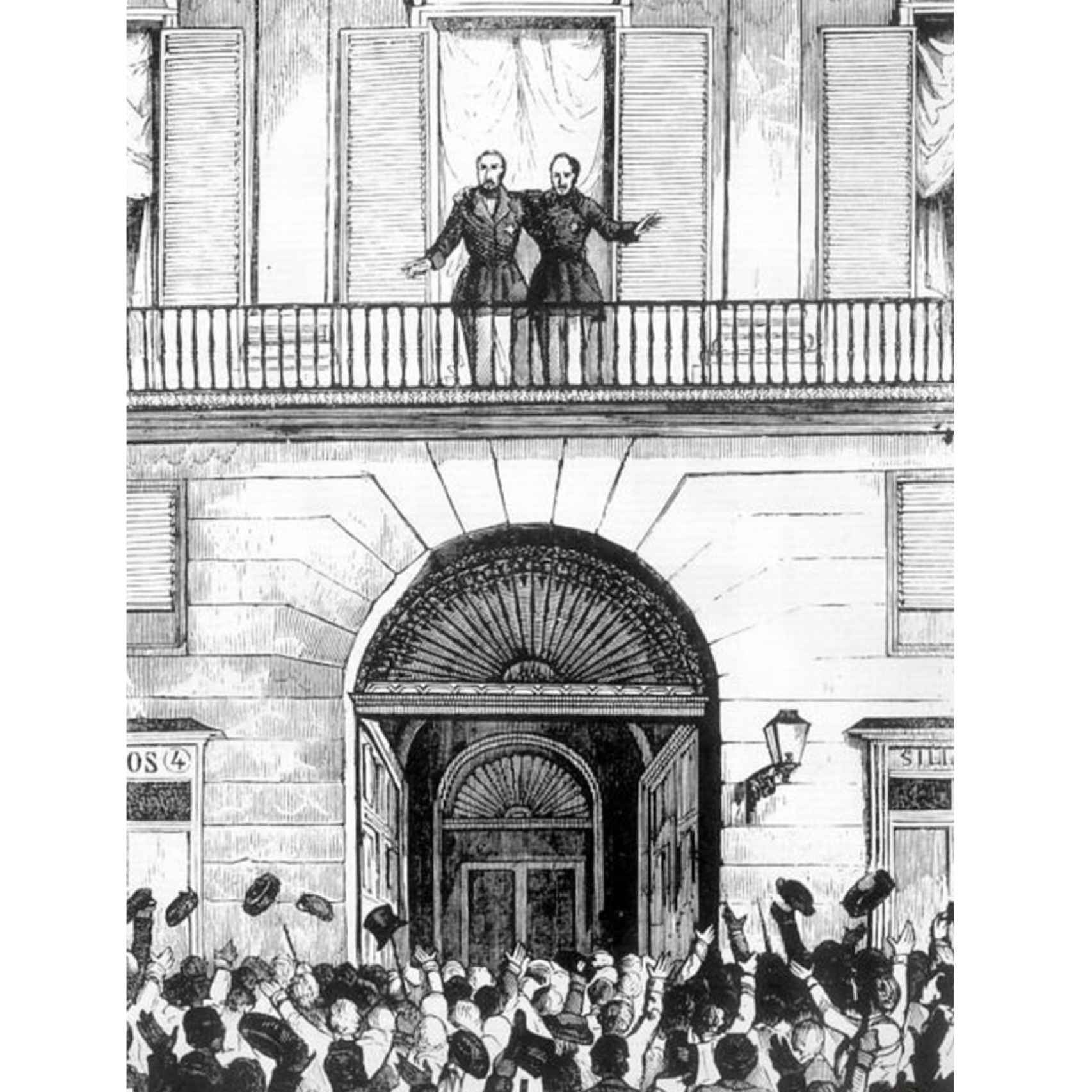 Espartero y O´Donnell aclamados en Madrid en julio de 1854.