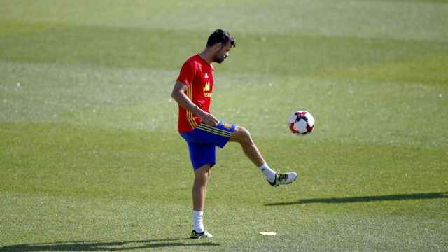 Diego Costa en un entrenamiento con la selección.