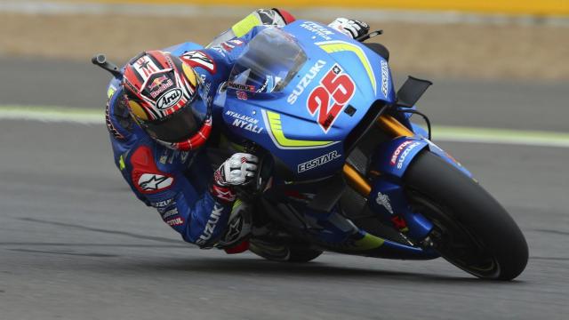 Maverick Viñales durante la carrera en Silverstone.