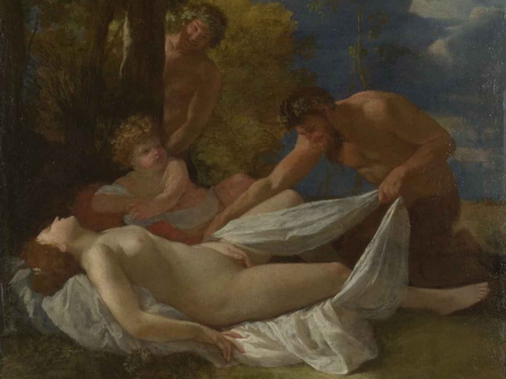 La ninfa y los sátiros (1627), de Nicolas Poussin.