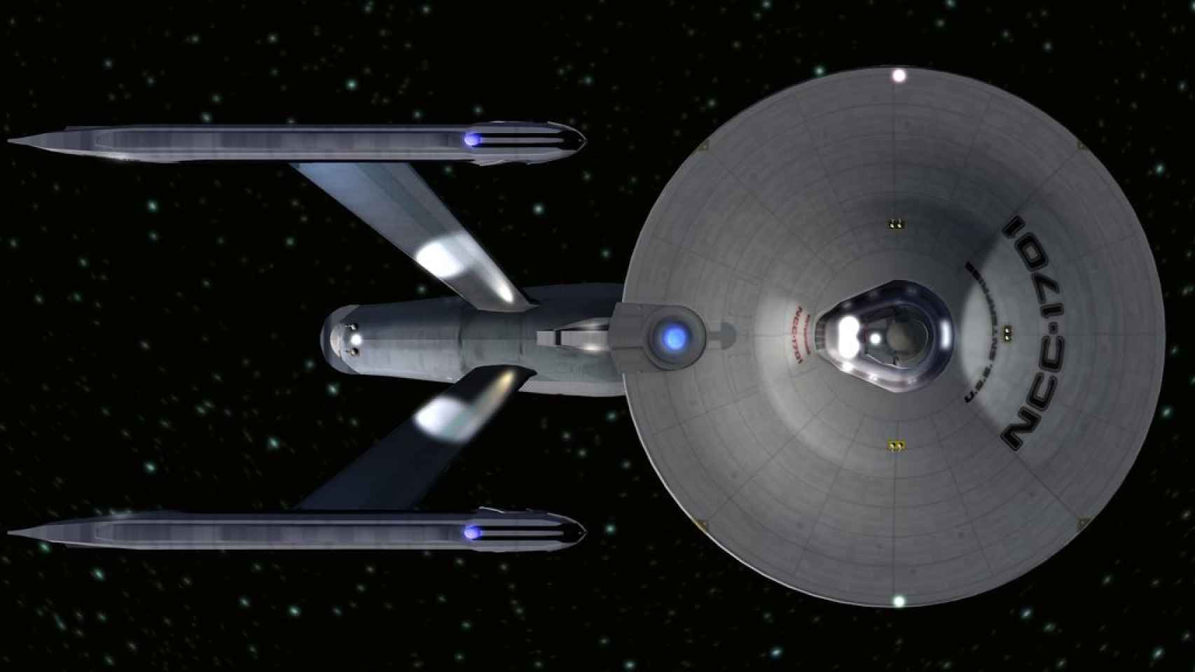 La USS Enterprise de Star Treck se desplaza a velocidad WARP