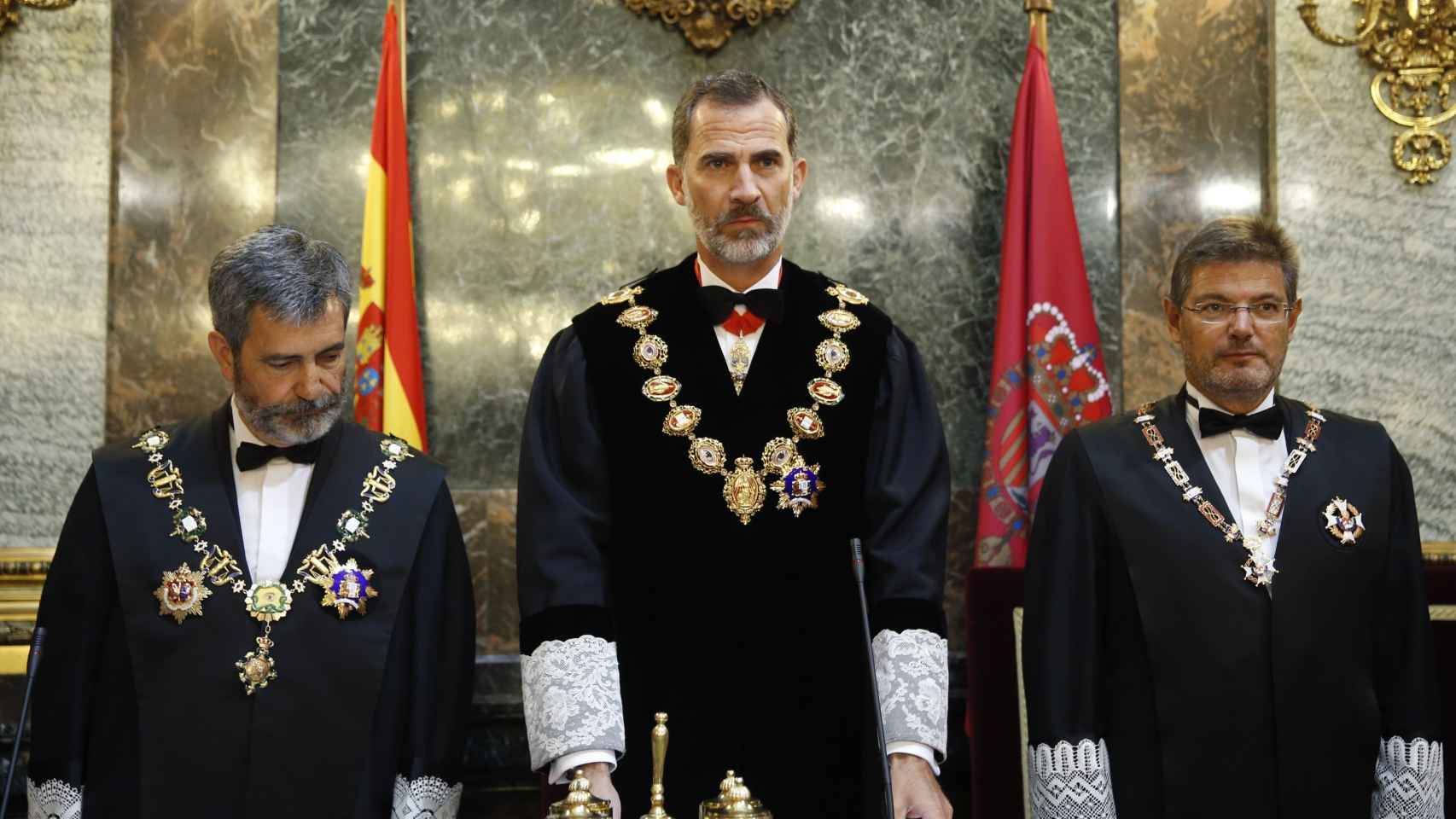 Lesmes, junto al rey y el ministro de Justicia, en la apertura del año judicial.