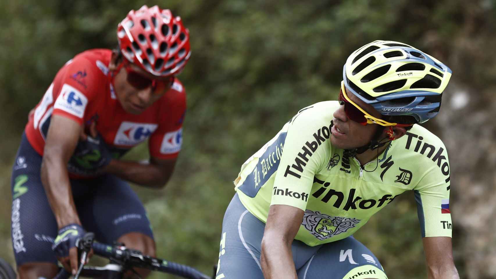 Contador observa a Nairo Quintana durante la 15ª etapa.