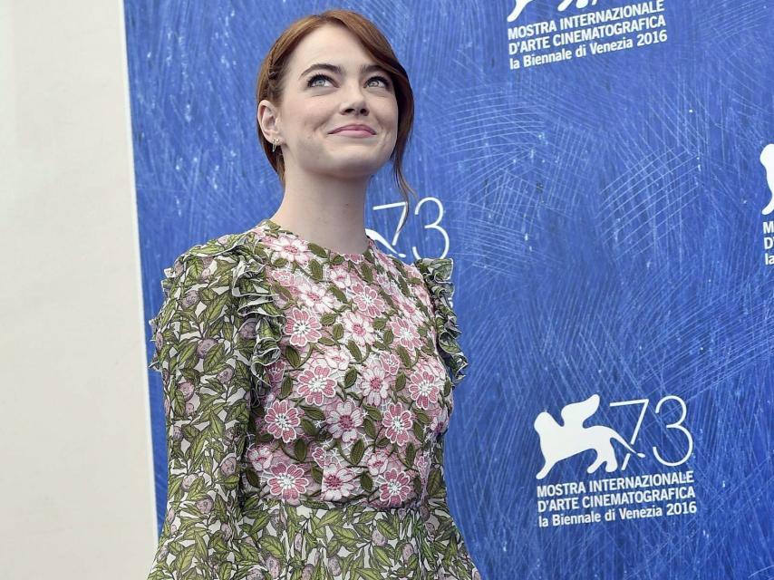 a actriz estadounidense Emma Stone durante la presentación de la película La La Land.