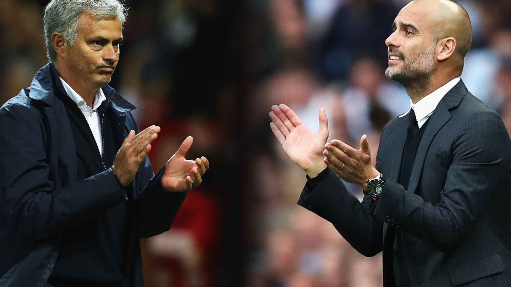 Mourinho, a la izquierda; Guardiola, a la derecha.