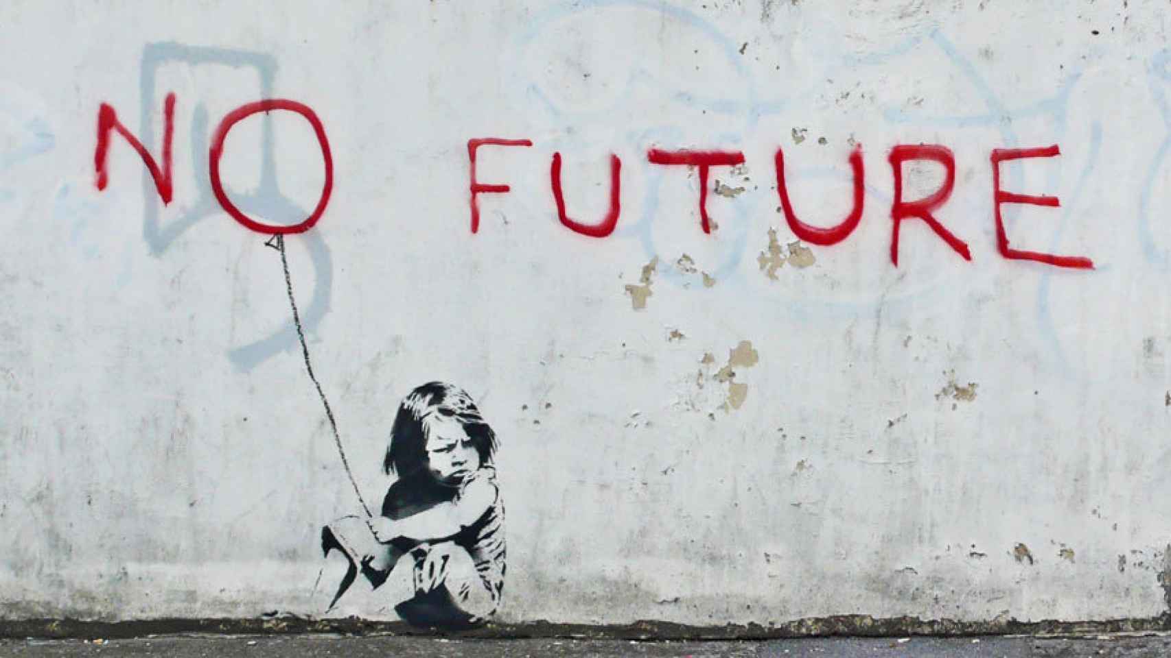 Grafiti de Banksy sobre la pobreza infantil.