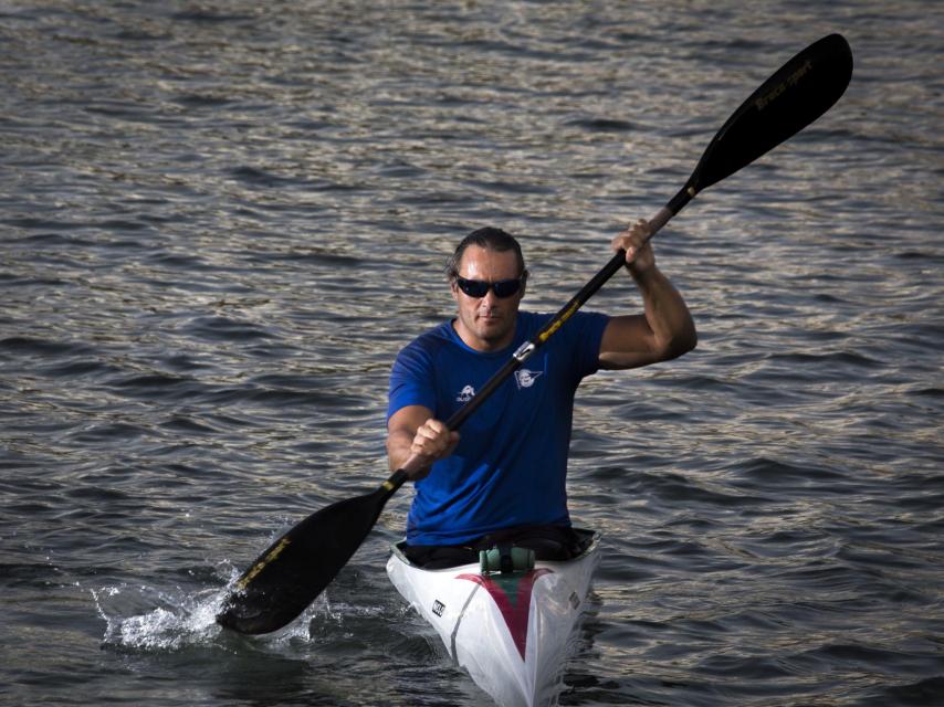 Javier Reja, durante el transcurso de un entrenamiento.