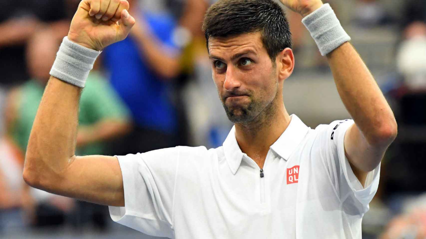 Novak Djokovic celebra su victoria sobre Monfils