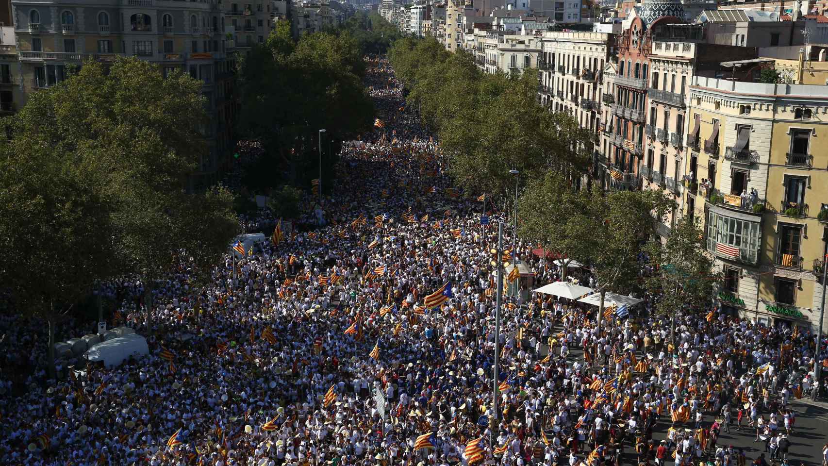 El paseo Sant Joan de Barcelona, durante la movilización independentista.