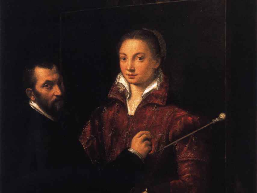 Bernardino Campi pintando a Sofonisba Anguissola, por Sofonisba Anguissola (1550).