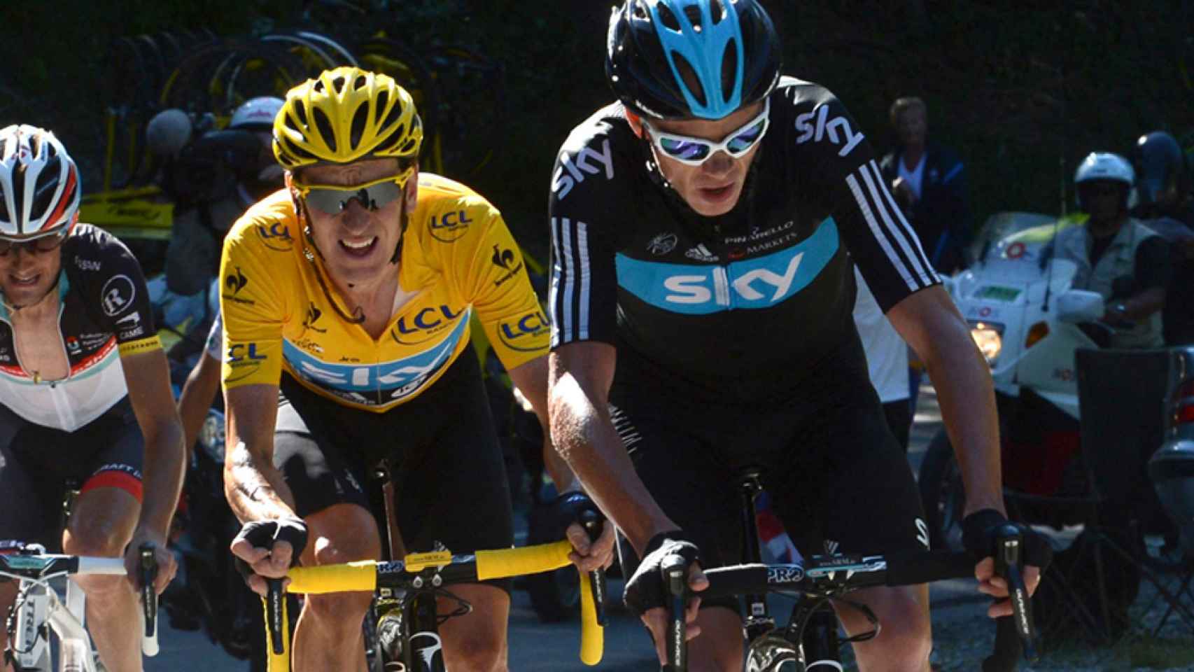 Chris Froome y Bradley Wiggins, cuando compartían equipo en un Tour de Francia.