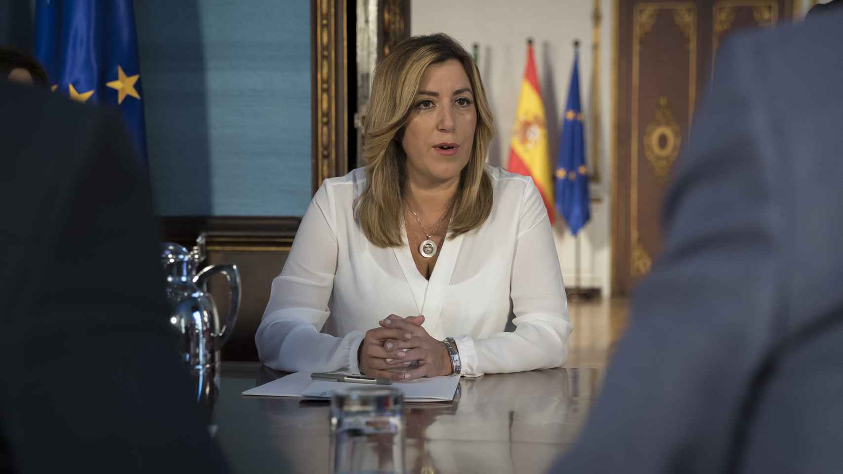 Susana Díaz, durante una reunión en el palacio de San Telmo en Sevilla.