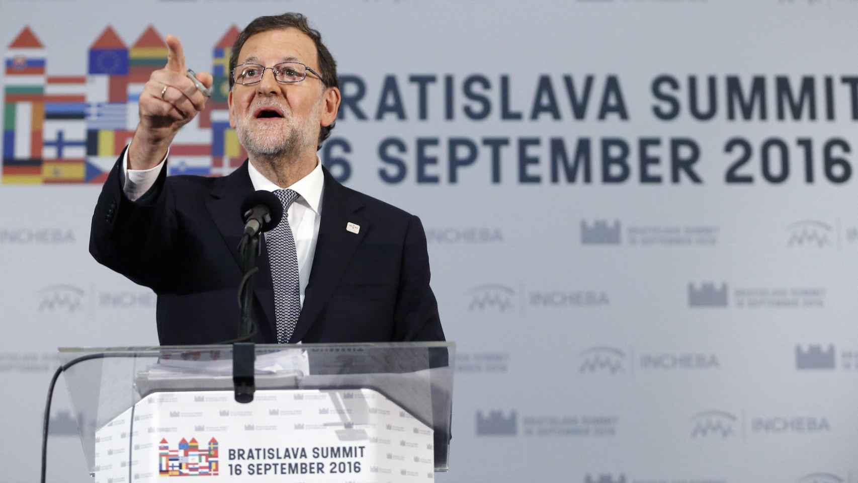Mariano Rajoy, en la rueda de prensa que ofreció en Bratislava (Eslovaquia).