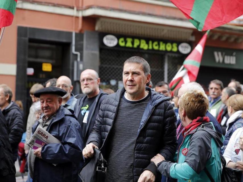 Otegi en la manifestación de los ex presos de ETA en Bilbao, en abril de este año.