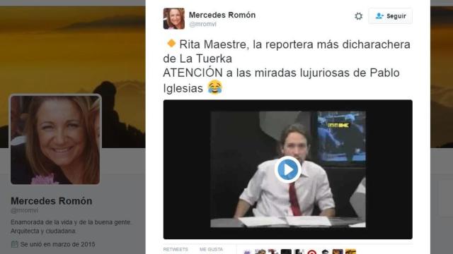 El tuit de Mercedes Romón.