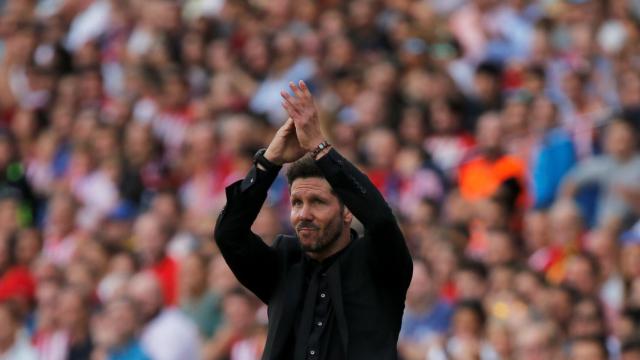 Diego Pablo Simeone tras el partido contra el Sporting de Gijón.