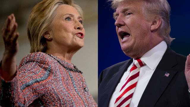 Hillary Clinton y Donald Trump, durante actos de campaña.