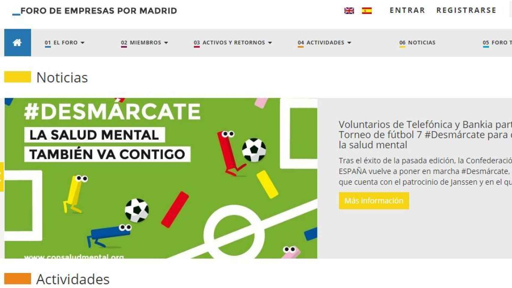 La página real del Foro de Empresas de Madrid.