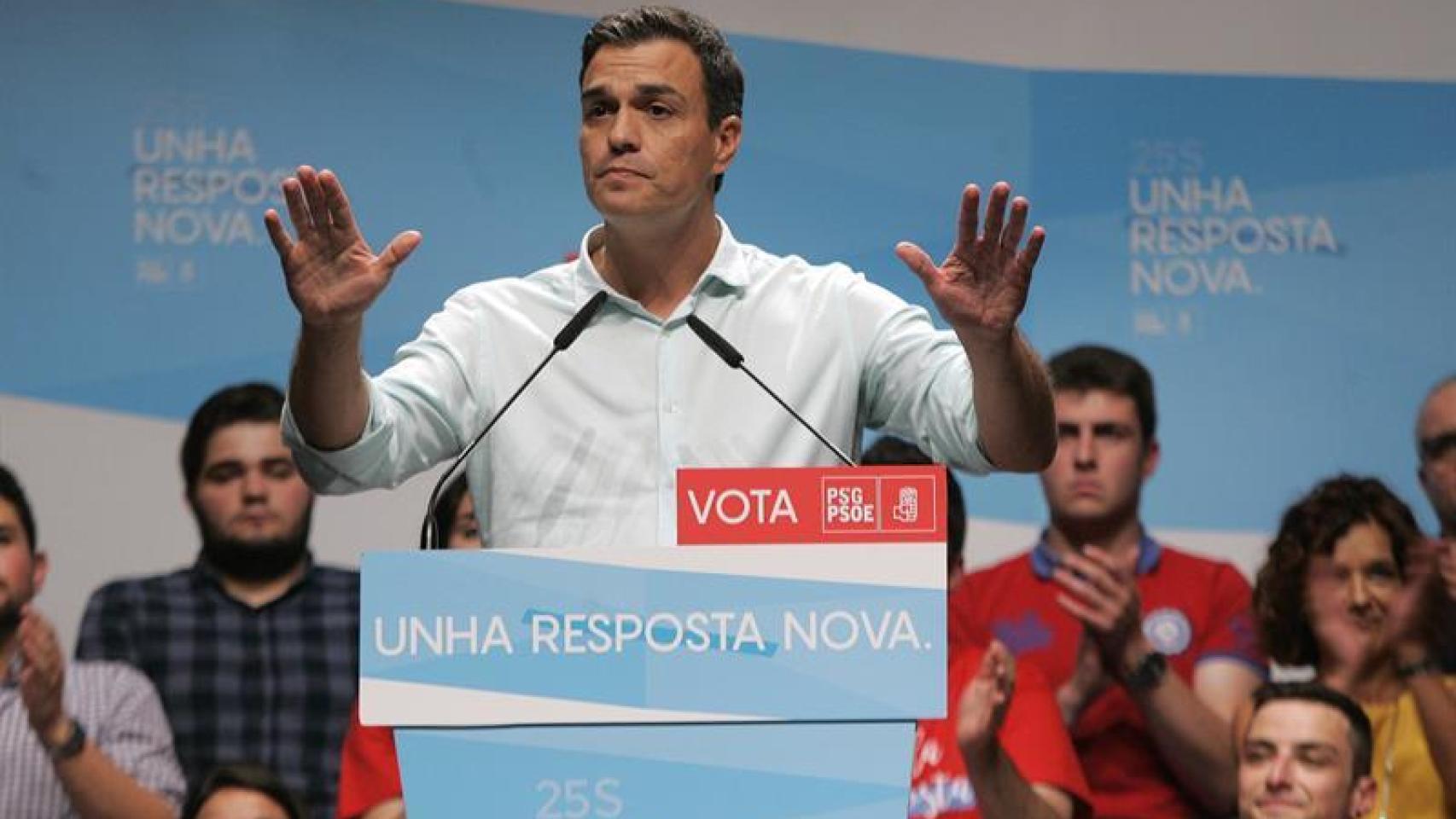 Pedro Sánchez en un acto de las elecciones gallegas/Kikp Delgado/ EFE
