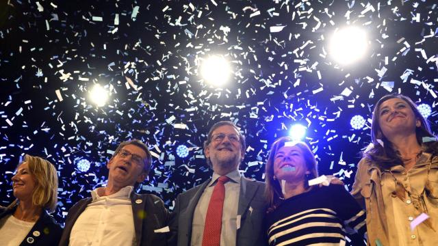 Feijóo durante un mitin de la campaña.