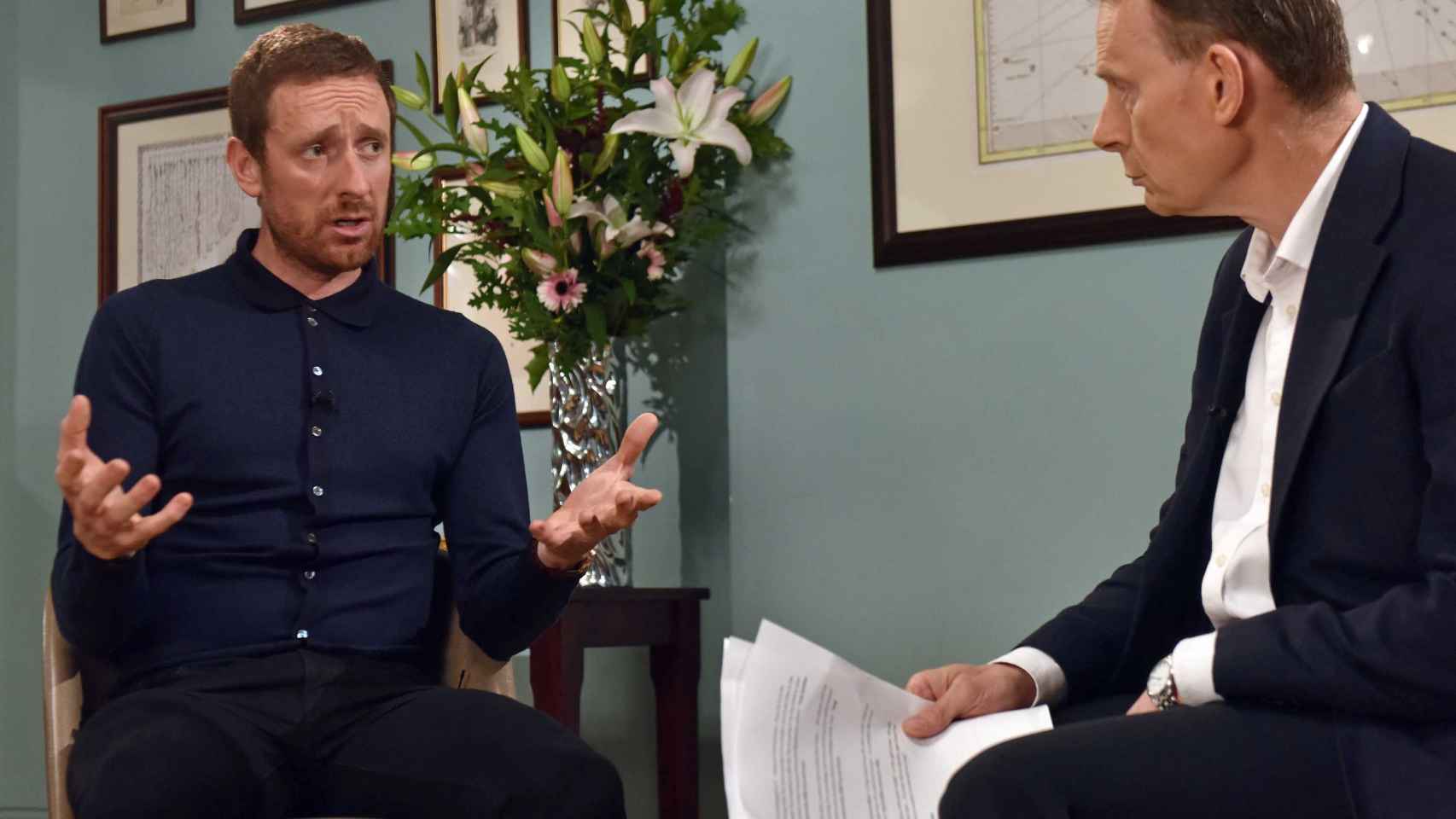 Bradley Wiggins durante la entrevista con la BBC.