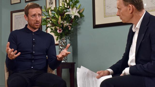 Bradley Wiggins durante una entrevista