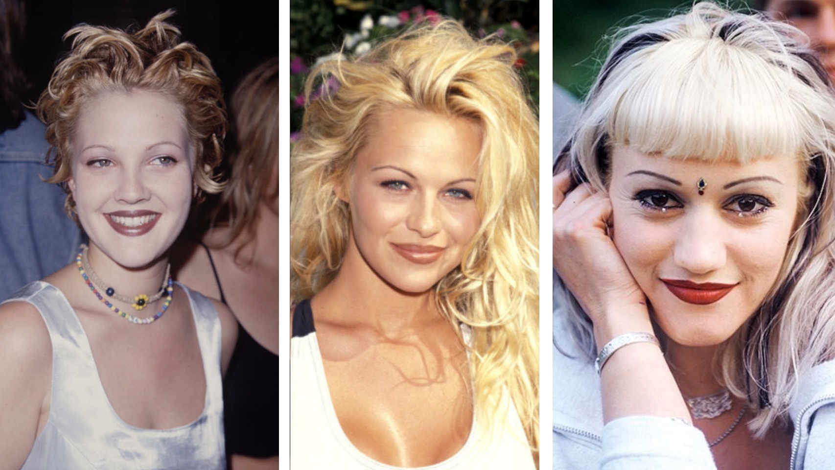 De izq. a dcha. Drew Barrymore, Pamela Anderson y Gwen Stefani.
