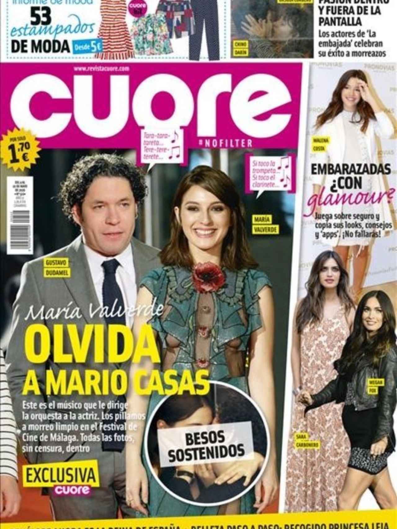 Portada de la revista Cuore, con la pillada de María Valverde y su chico.