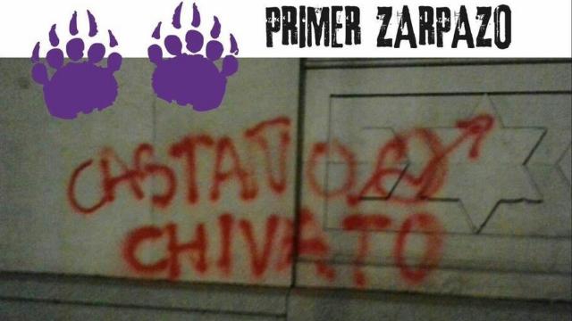 Imagen sobre las pintadas distribuida por el colectivo okupa.