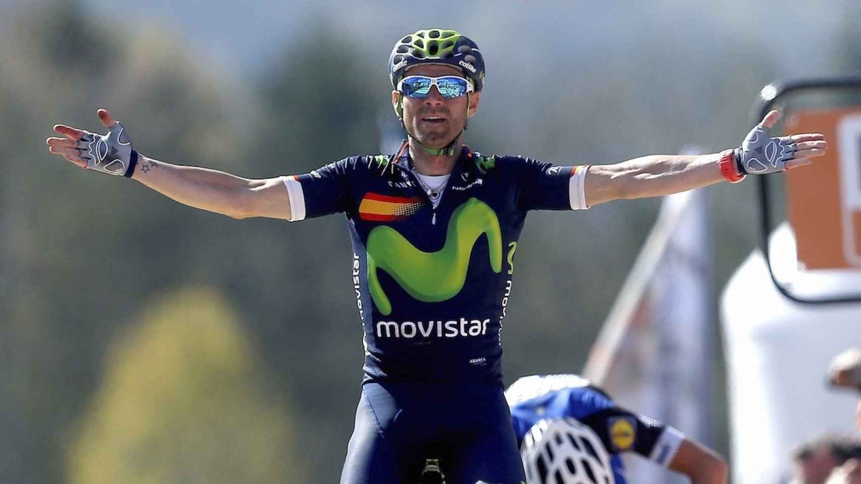 Valverde celebra la conquista de su cuarta Flecha Valona el pasado abril.