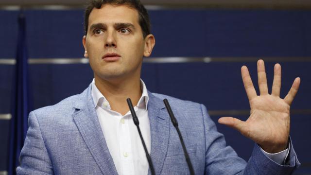 El líder de C's, Albert Rivera, en su comparecencia de este miércoles.