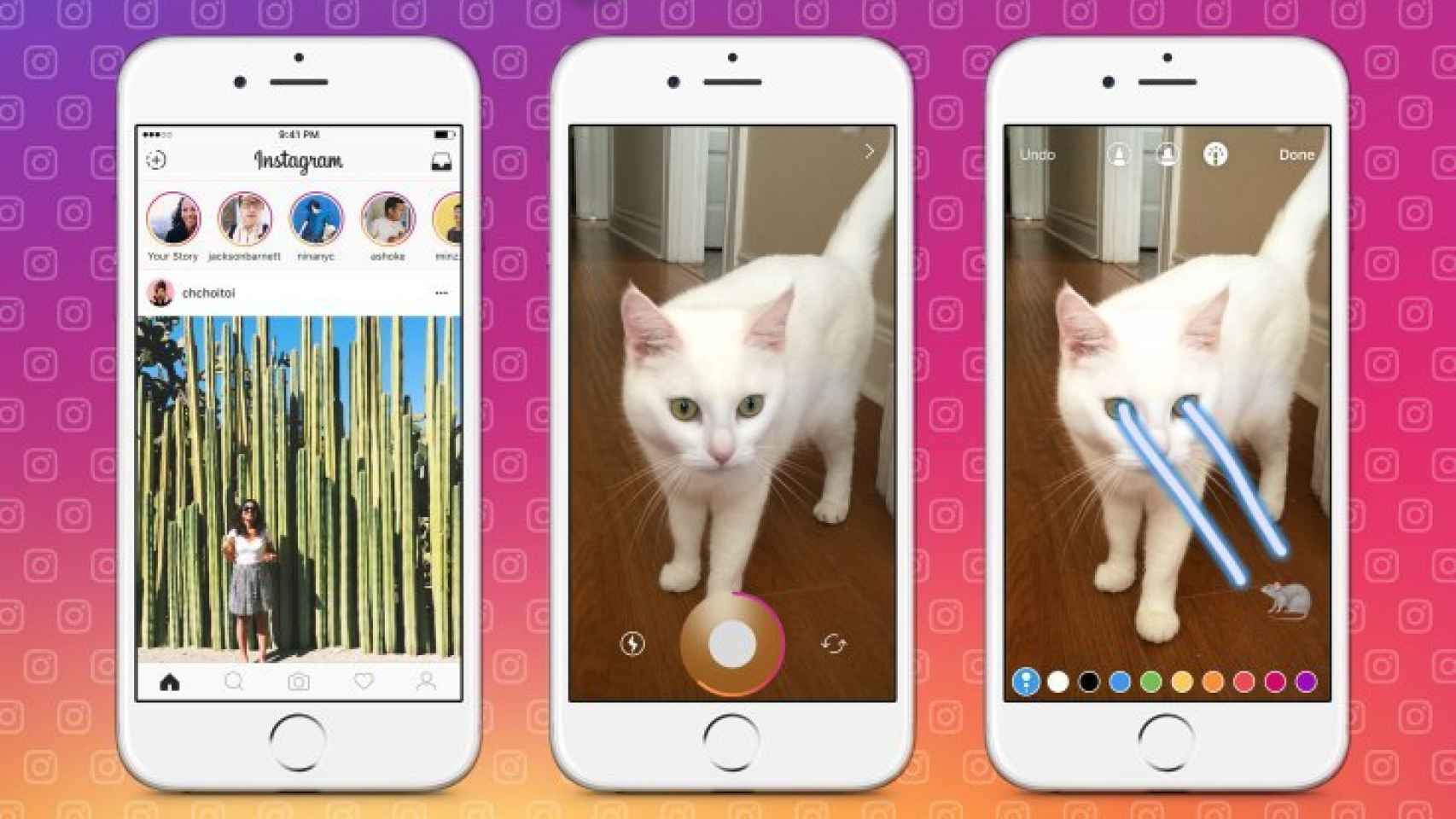 Interfaz de Instagram copiando a Snapchat