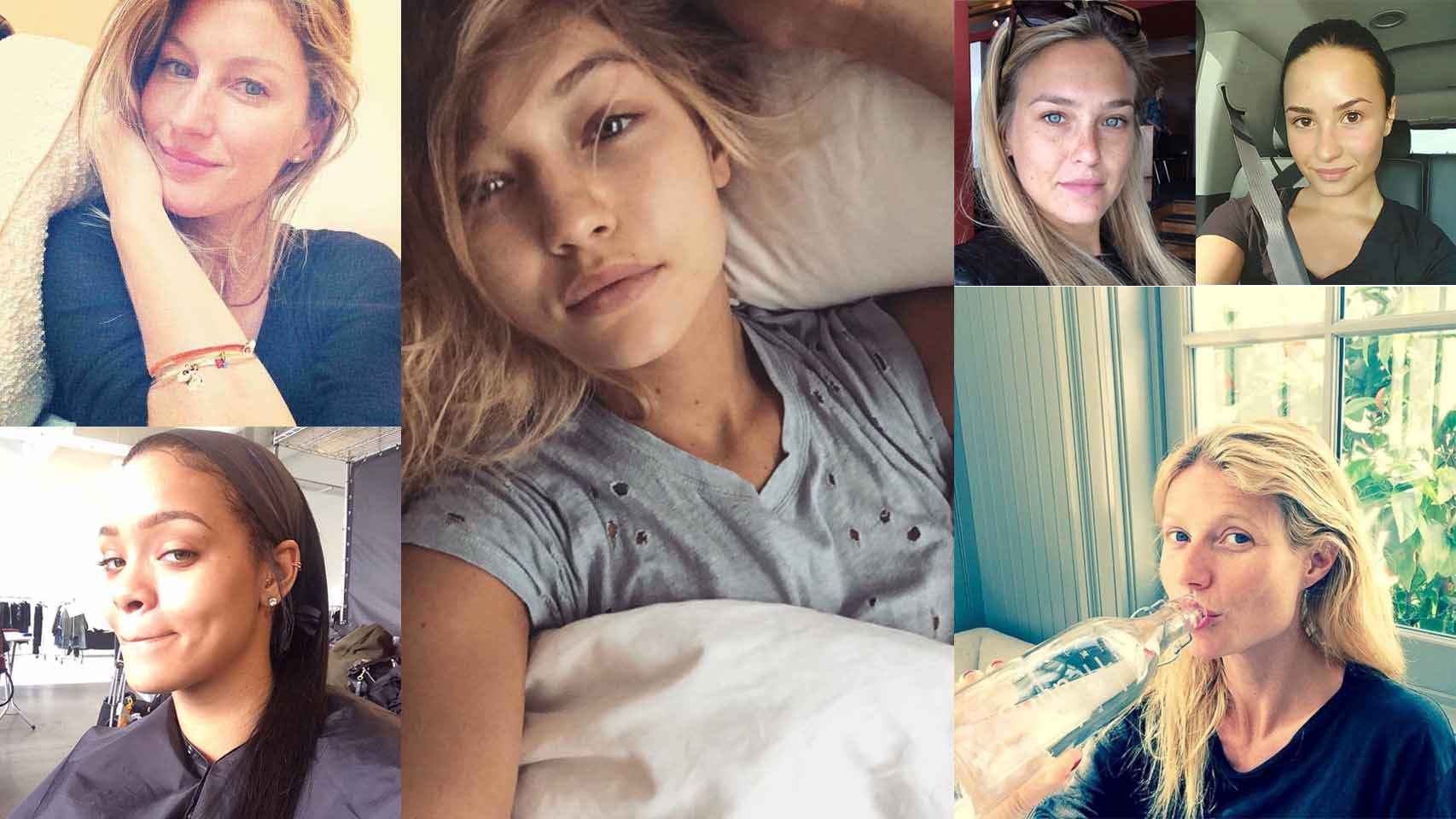 Selfies que las famosas han ido subiendo a sus redes sociales con el hashtag #nomakeup.