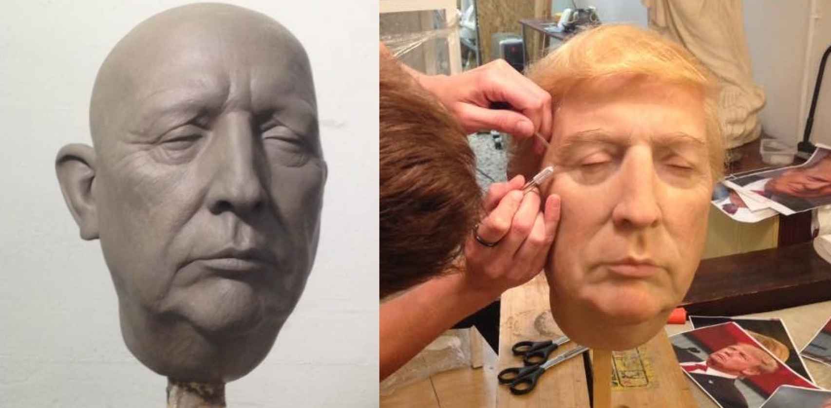 Proceso de creación del busto de Donald Trump.