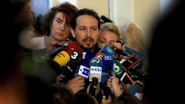 Pablo Iglesias, antes de comenzar el Consejo Ciudadano de Podemos.