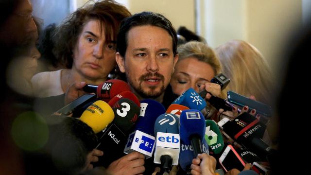 Pablo Iglesias, antes de comenzar el Consejo Ciudadano de Podemos.