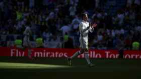 Cristiano Ronaldo celebra en un partido del Madrid.
