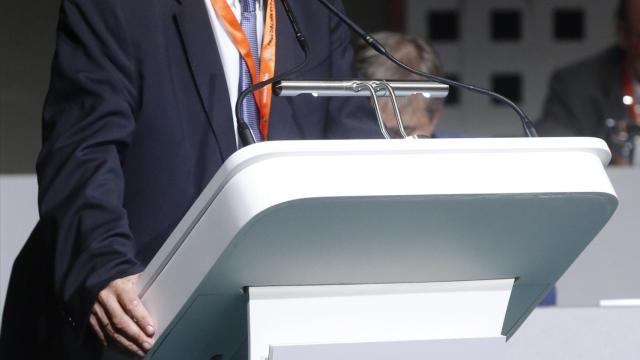 Ángel María Villar, durante la Asamblea General Extraordinaria de la RFEF.