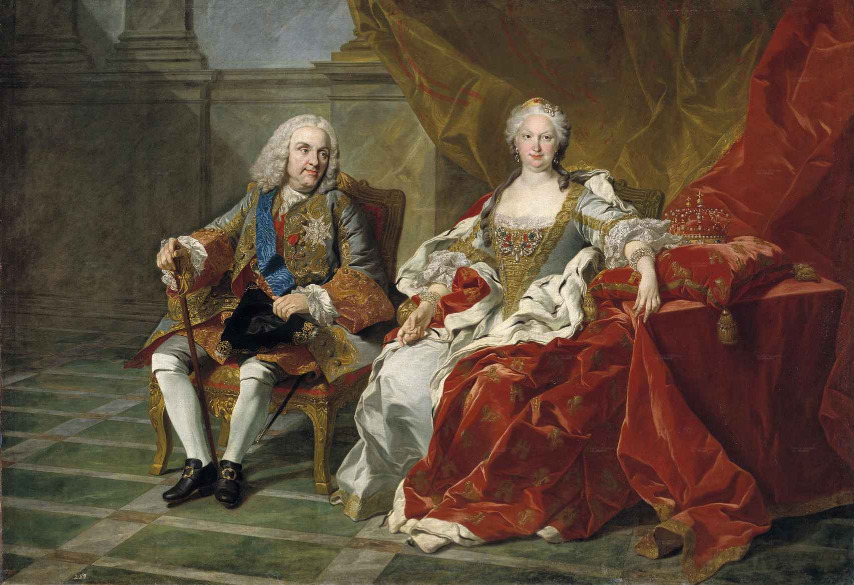 Retrato de Felipe V e Isabel de Farnesio, por Louis-Michel van Loo (c. 1743).