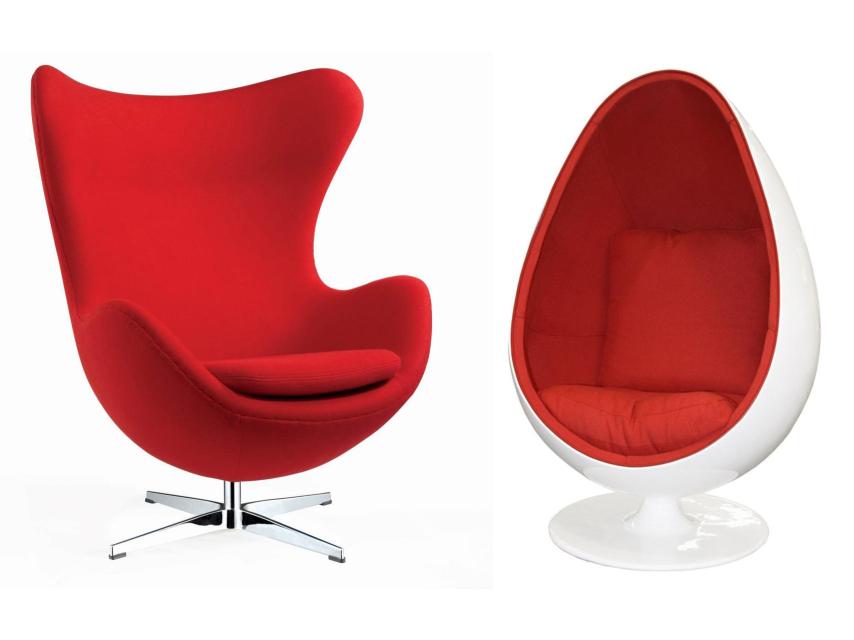 A la izquierda, el Sillón EGG de Arne Jacobsen y a la derecha, Ovalia de Henrik Thor-Larsen.