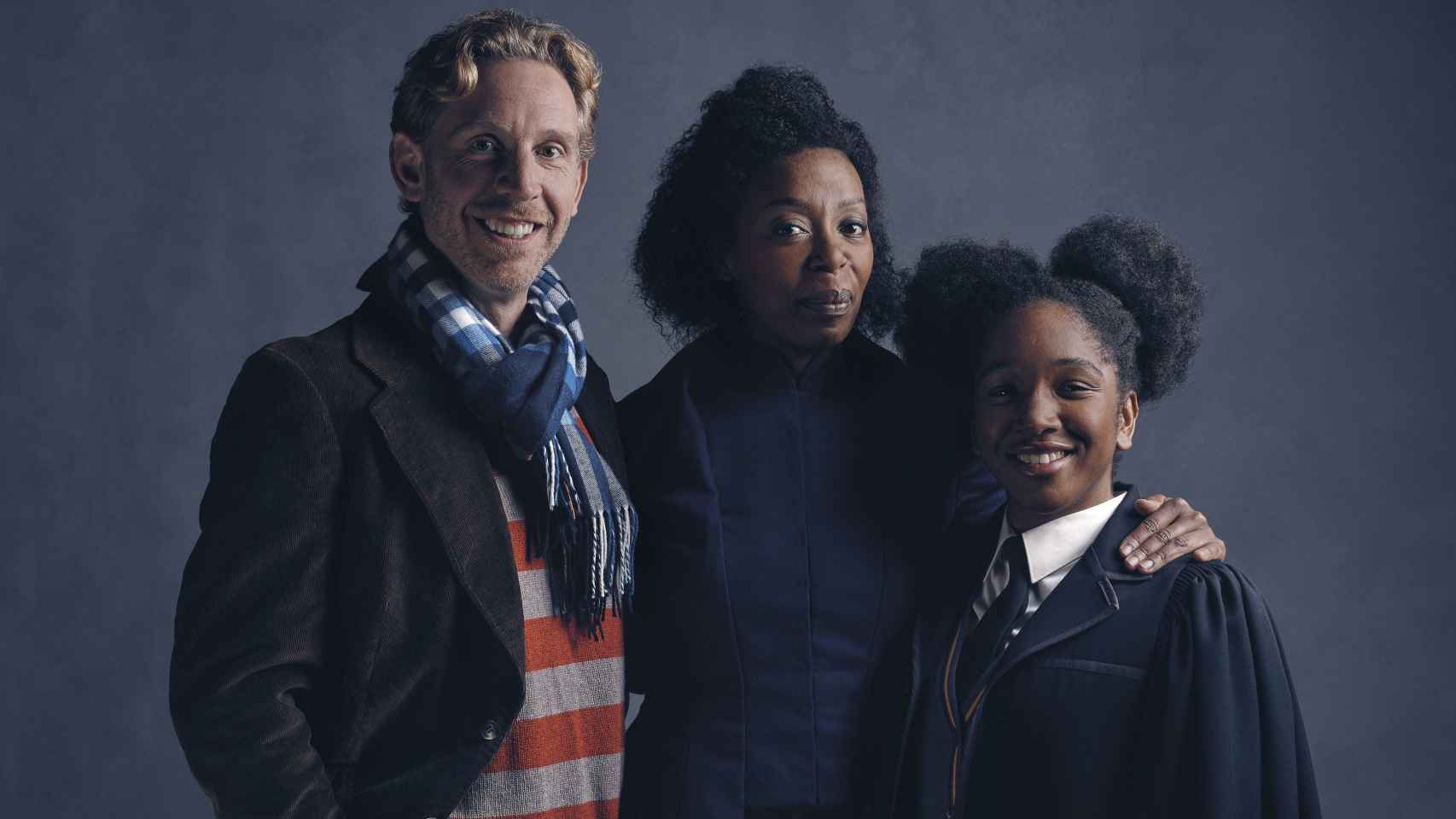 Ron, Hermione y su hija Rose en la obra de teatro.